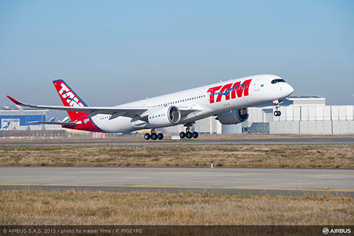 Eerste A350 XWB voor TAM Airlines maakt zijn eerste vlucht