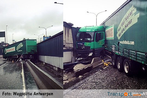 Vrachtwagen geschaard op Belgische A12 [+foto's]