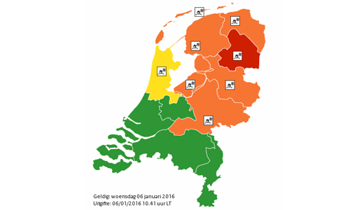 Code rood voor provincie Drenthe 
