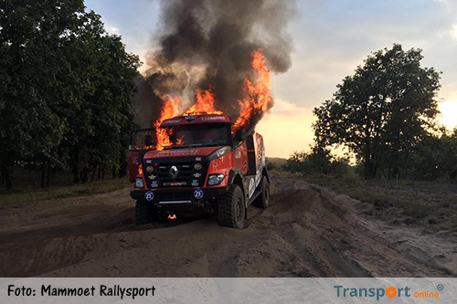 Rallytruck Mammoet Rallysport Team in vlammen opgegaan [+foto's]