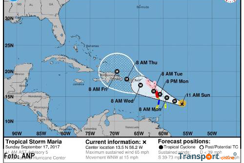 Orkaan Maria wint aan kracht