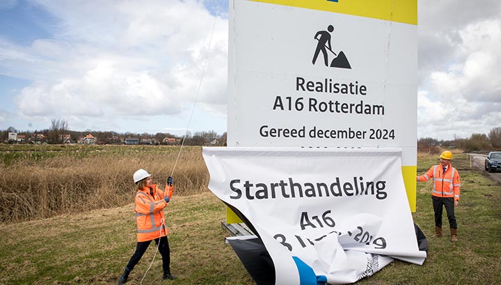 Van Nieuwenhuizen geeft startsein voor aanleg A16 Rotterdam