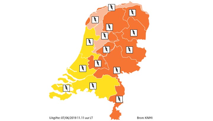 KNMI geeft opnieuw code oranje voor groot deel van Nederland