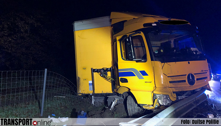 Vrachtwagenchauffeur omgekomen bij ongeval op Duitse A65 [+foto]