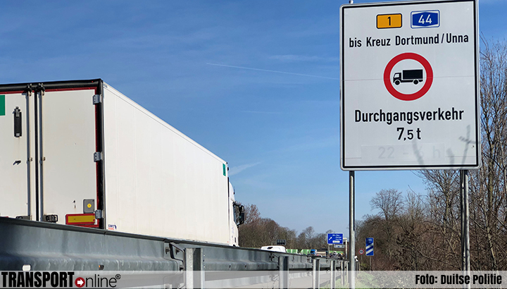 Rijverbod voor vrachtwagens op Duitse B1 bij Dortmund
