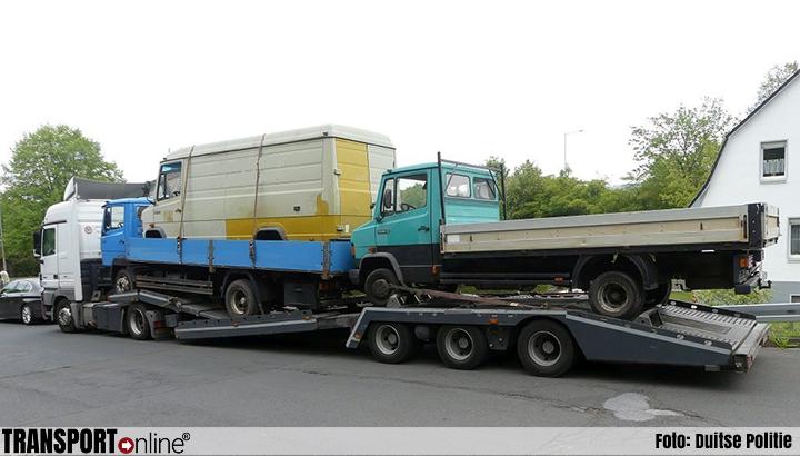 Twee onveilige vrachtwagens in Duitsland van de weg gehaald waaronder een Nederlandse autotransporter [+foto's]