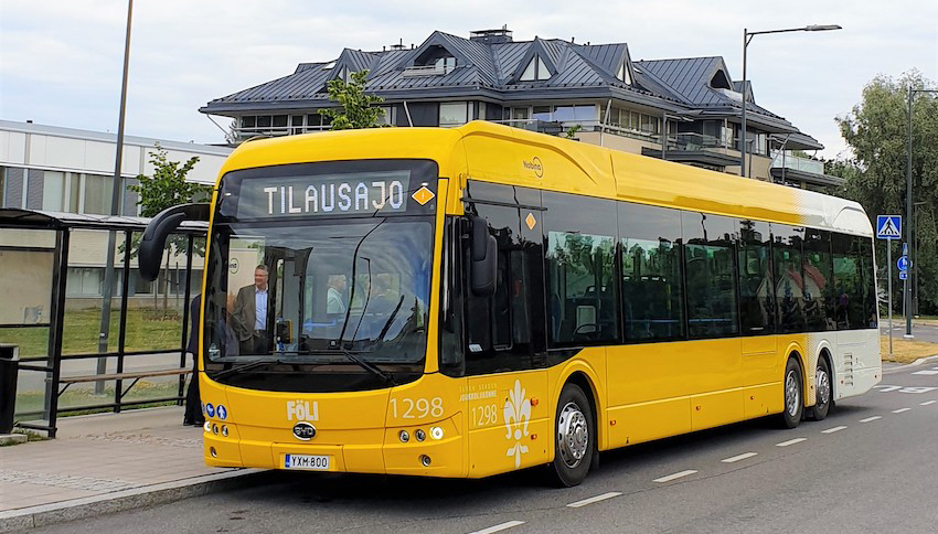Finlands eerste elektrische bussen van BYD op de weg in Turku