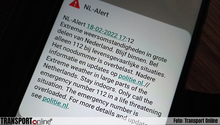 NL-Alert: extreme weersomstandigheden, 112 overbelast