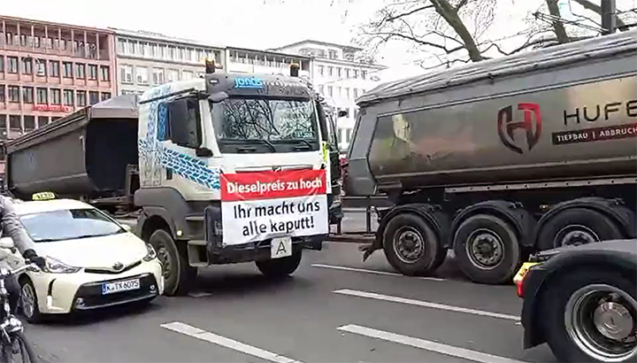 Chauffeursprotest in Duitsland afgeblazen na geringe opkomst [+foto's&video]