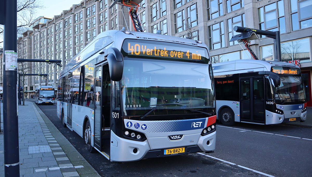 Dit jaar 42 nieuwe zero emissiebussen bij vervoerder RET, naast de 55 die al reden