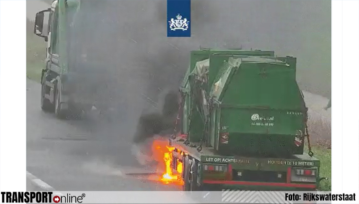 A27 korte tijd afgesloten vanwege brand in vrachtwagen aanhanger [+video]