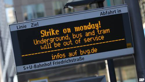 Duitse vakbonden: maandag landelijke staking in vervoer