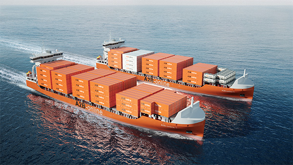 A2B-online laat twee duurzame containerschepen van 650 TEU bouwen