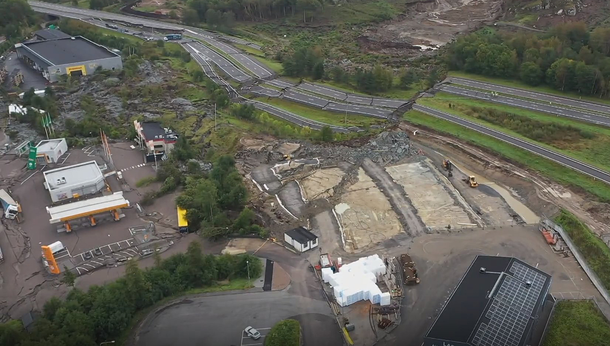 Aardverschuiving verwoest deel E6-snelweg in Zuid-Zweden [+foto's&video]