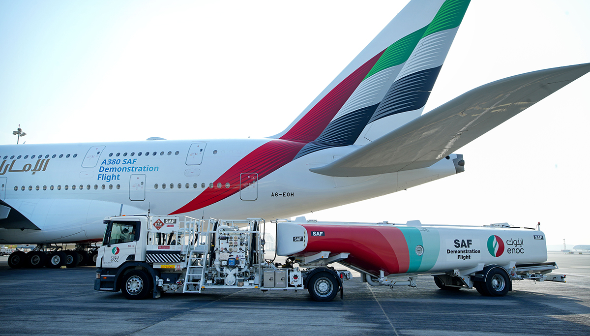 Emirates voert als eerste ter wereld demonstratievlucht met A380 met 100% SAF brandstof