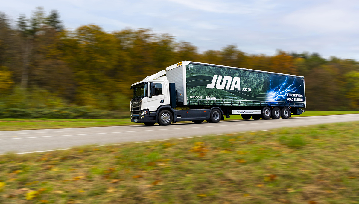 Scania en sennder maken met 'JUNA' gebruik elektrische vrachtwagen goedkoper