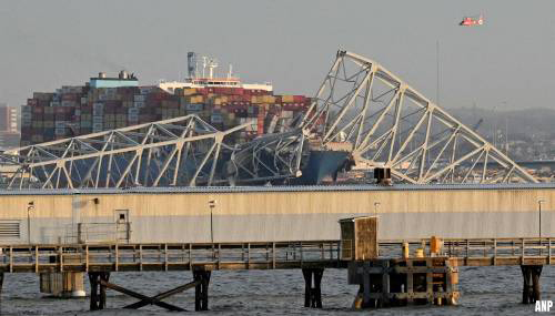 Eigenaar van containerschip Dali ziet geen vervuiling na aanvaring brugpijler in Baltimore